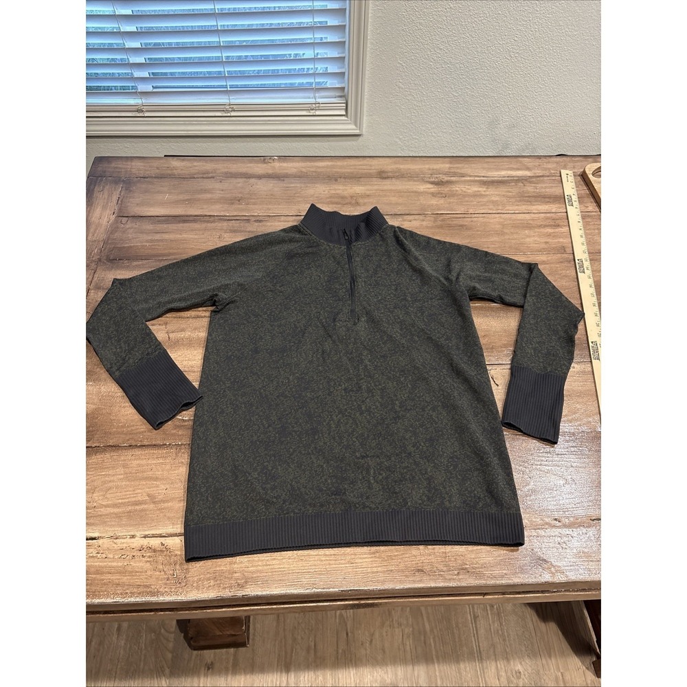 Lululemon Women's Rest Less 1/2 Zip Heathered Black/Dark Green Size 8